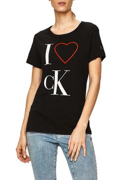 T-Shirt Calvin Klein Jeans Love CK Schwarz Damen