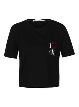 T-Shirt Calvin Klein Jeans Love Schwarz für Frauen