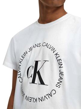 T-Shirt Calvin Klein Rundes Logo Weiß Herren