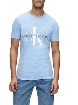 T-Shirt Calvin Klein Vegetable Monogram Blau