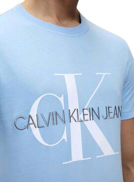 T-Shirt Calvin Klein Vegetable Monogram Blau