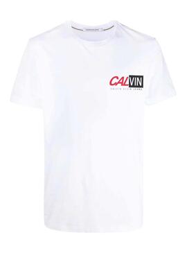 T-Shirt Calvin Klein Multiple Logo Weiss Herren