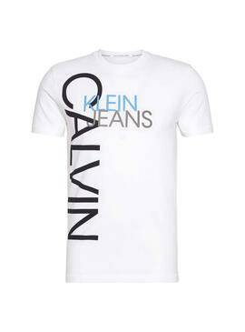 T-Shirt Calvin Klein Jeans Vertikal Weiß Herren
