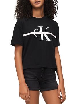 T-Shirt Calvin Klein Stripe Schwarz für Mädchen