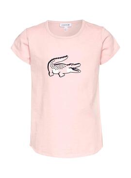 T-Shirt Lacoste Croco Rosa für Mädchen