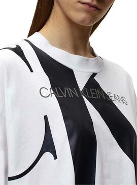 T-Shirt Calvin Klein Jeans Große CK Weiße Damen