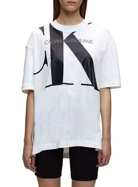 T-Shirt Calvin Klein Jeans Große CK Weiße Damen