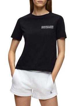 T-Shirt Calvin Klein Jeans Square Schwarze Damen