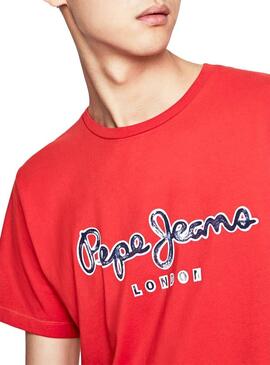 T-Shirt Pepe Jeans Merton Rot für Herren