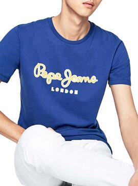T-Shirt Pepe Jeans Merton Blau für Herren