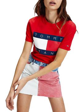 T-Shirt Tommy Jeans Flag Rot Damen