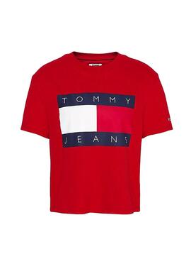 T-Shirt Tommy Jeans Flag Rot Damen