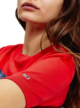 T-Shirt Tommy Jeans Flag Rot Damen