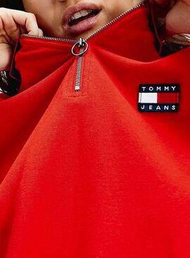 Polo Tommy Jeans Badge Rot Für Damen