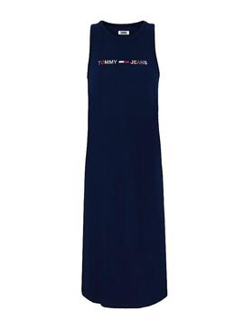 Kleid Tommy Jeans Logo Blau für Damen
