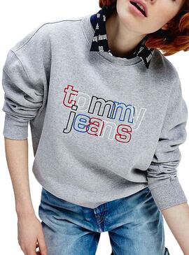Sweatshirt Tommy Jeans Modern Logo Gris Para Damen