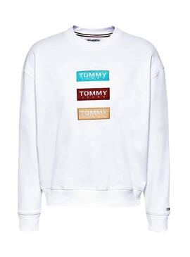 Sweatshirt Tommy Jeans Modern Logo Blanco Para Damen