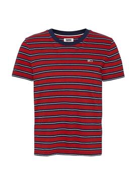 T-Shirt Tommy Jeans Classics Streifen Rot Damen