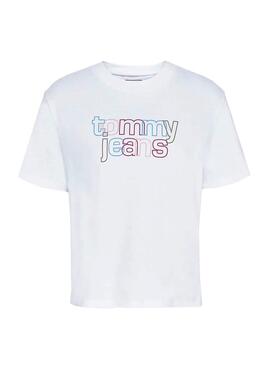 T-Shirt Tommy Jeans Outline Logo Weiß Damen