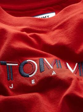 T-Shirt Tommy Jeans Multicolor Logo Rot Damen