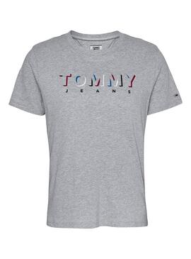 T-Shirt Tommy Jeans Shadow Logo Grau für Damen