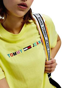 T-Shirt Tommy Jeans Colored Logo Gelb Damen