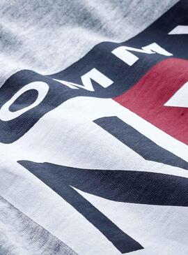T-Shirt Tommy Jeans Vertikales Logo Gris