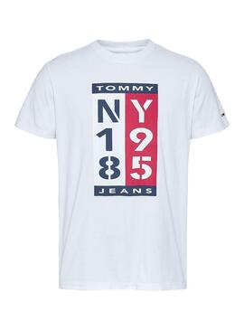 T-Shirt Tommy Jeans Vertikales Logo Weiss Herren