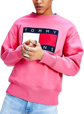 Sweatshirt Tommy Jeans Big Flag Rosa Fucsia