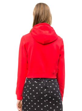 Sweatshirt Calvin Klein Monogram Hoodie Rot Damen