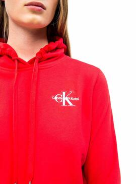 Sweatshirt Calvin Klein Monogram Hoodie Rot Damen