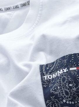 T-Shirt Tommy Jeans Pocket Weiss für Herren