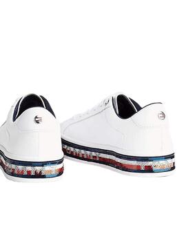 Sneaker Tommy Hilfiger Paillette Weiss für Damen