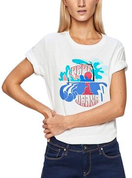 T-Shirt Pepe Jeans Faith Weiss für Damen
