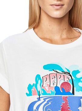 T-Shirt Pepe Jeans Faith Weiss für Damen