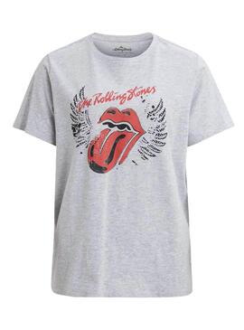 T-Shirt Vila Rolling Stones Gris für Damen
