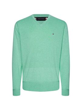 Pullover Tommy Hilfiger V-Ausschnitt Grün für Herren