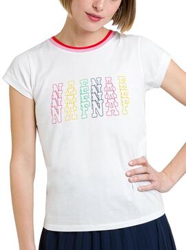 T-Shirt Naf Naf Regenbogen Weiss für Damen