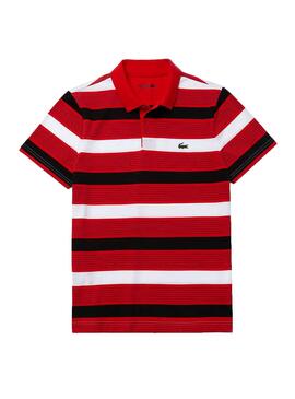 Polo Lacoste Striped Rot für Herren