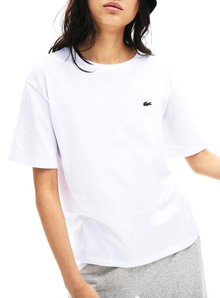 Lacoste t shirt damen clearance weiss