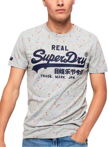 T-Shirt Superdry Vintage für Herren Logo Grau