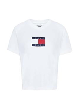 T-Shirt Tommy Jeans Flag Weiss für Damen