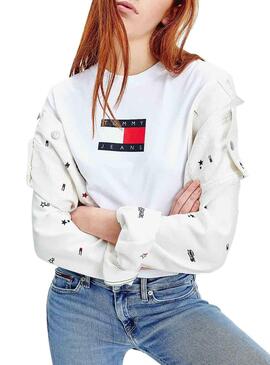 T-Shirt Tommy Jeans Flag Weiss für Damen