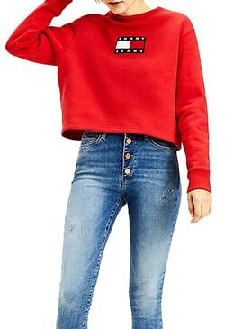 Sweatshirt Tommy Jeans Crew Rot für Damen