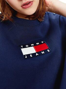 Sweatshirt Tommy Jeans Crew Blau für Damen