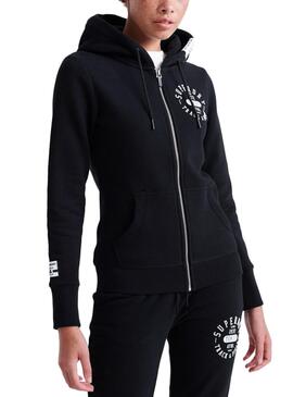 Sweatshirt Superdry Track Ziphood Schwarz Damen