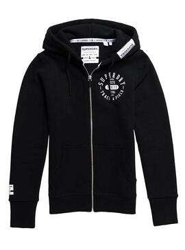 Sweatshirt Superdry Track Ziphood Schwarz Damen