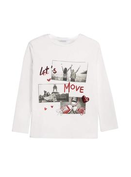 T-Shirt Mayoral Siebdruck Weiss für Mädchen