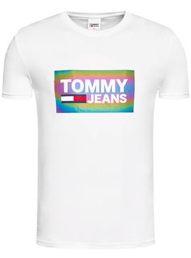 T-Shirt Tommy Jeans Iridiscente Weiss Herren