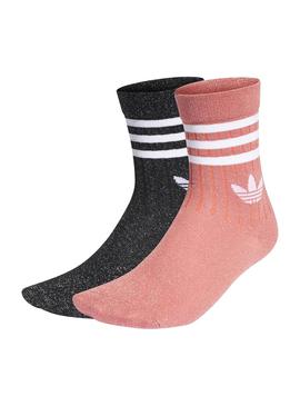 Socken Adidas Glitter Full Pinke und Schwarz Damen